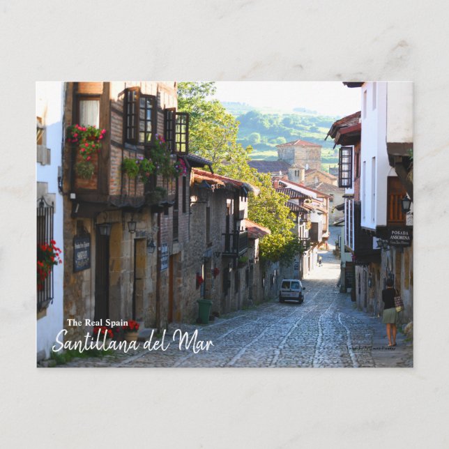 Cartão Postal Manhã em Santillana del Mar - A Espanha Real (Frente)