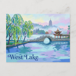 Cartão Postal Manhã Nebulosa Lagoa Oeste Hangzhou China