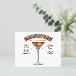 Cartão Postal Manhattan Cocktail Recebe Arte