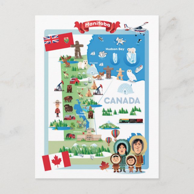 Cartão Postal Manitoba Canada Cartoon Poster (Frente)