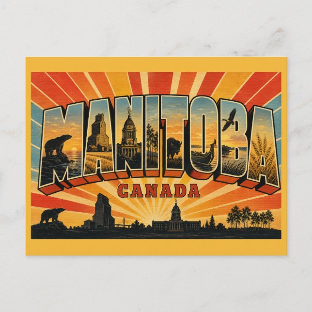 Cartão Postal Manitoba Canadá Vintage (Frente)