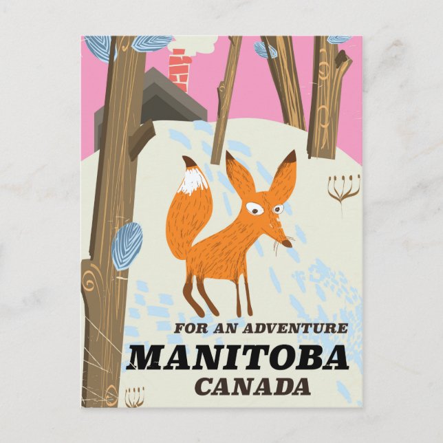 Cartão Postal Manitoba Canada vintage poster de viagens (Frente)