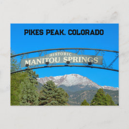Cartão Postal Manitou Primavera Sign Framing Pikes Peak, Colorad
