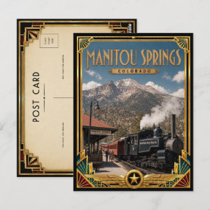 Cartão Postal Manitou Springs Colorado Arte Deco Vintage Dourado