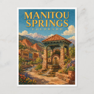 Cartão Postal Manitou Springs Colorado Fontes Minerais GeoSaga