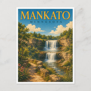 Cartão Postal Mankato Minnesota Minneopa Falls GeoSaga
