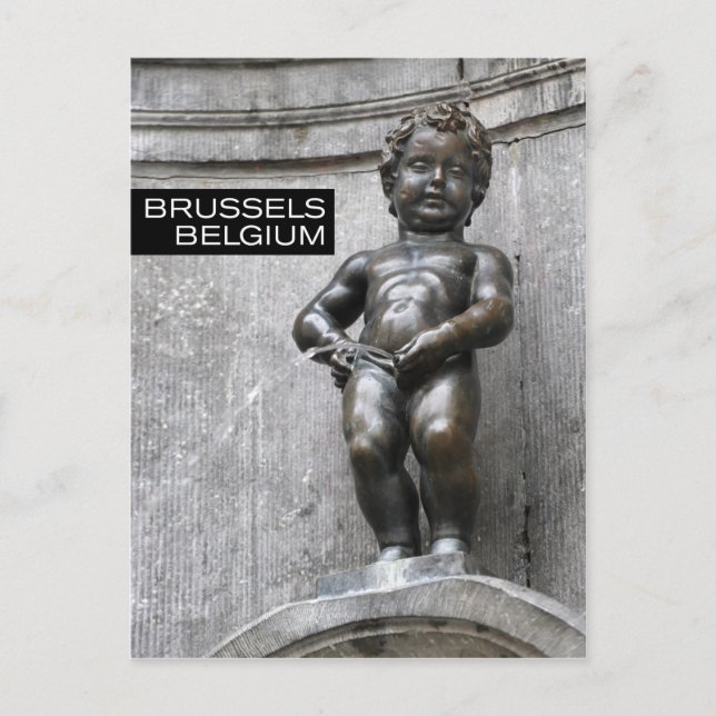 Cartão Postal Manneken Pis em Bruxelas Bélgica (Frente)