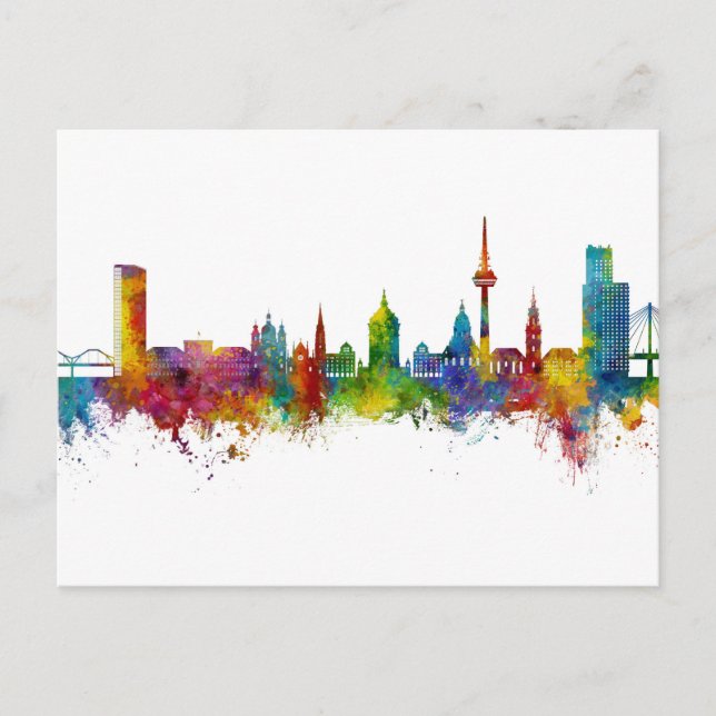Cartão Postal Mannheim Germany Skyline (Frente)