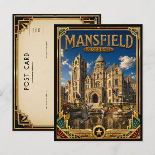 Cartão Postal Mansfield Ohio Arte Antiga Deco Idade Dourada