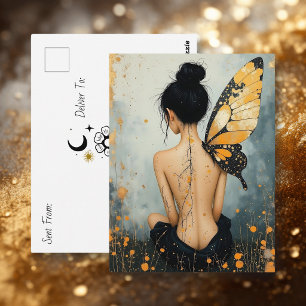 Cartão Postal Mantendo contato Dizendo Olá Mulher Caprichosa
