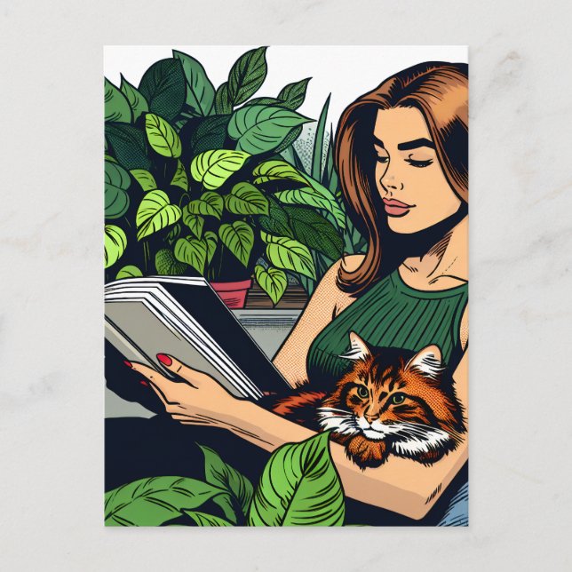 Cartão Postal Mantendo contato | Leitura de Mulher (Frente)