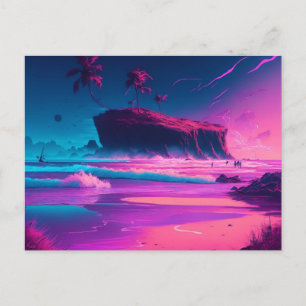 Cartão Postal Mantendo Contato Ondas do Oceano Rosa