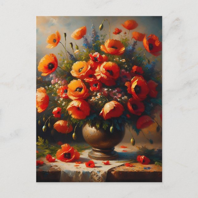 Cartão Postal Mantendo contato | Papagaios vermelhos (Frente)