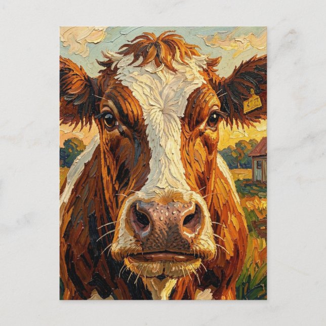 Cartão Postal Mantendo Contato | Tema Vaca  (Frente)