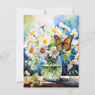 Cartão Postal Mantendo contato | Vase of Daisies