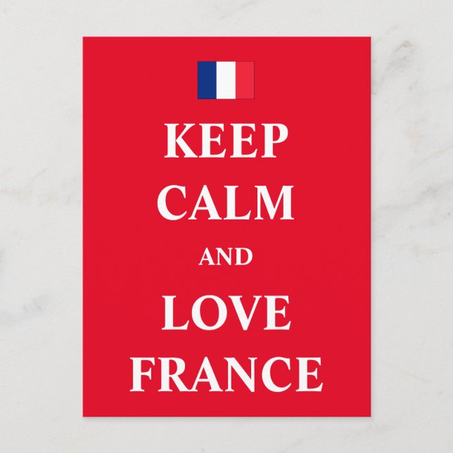 Cartão Postal Mantenha a calma e ame a França (Frente)