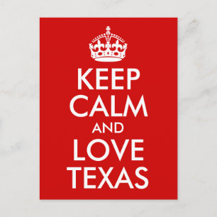 Cartão Postal Mantenha a Calma e Ame o Texas