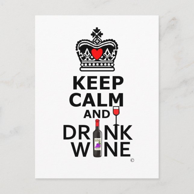 Cartão Postal Mantenha a Calma e Beba (Frente)
