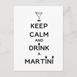 Cartão Postal Mantenha a Calma e Beba um Martini