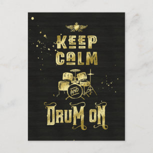 Cartão Postal Mantenha a Calma e Continue a Bater Tipografia Gru