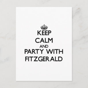 Cartão Postal Mantenha a calma e festeje com Fitzgerald