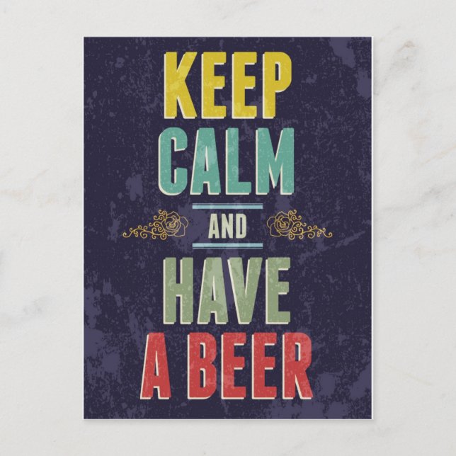 Cartão Postal Mantenha a Calma e Tenha Uma Cerveja (Frente)