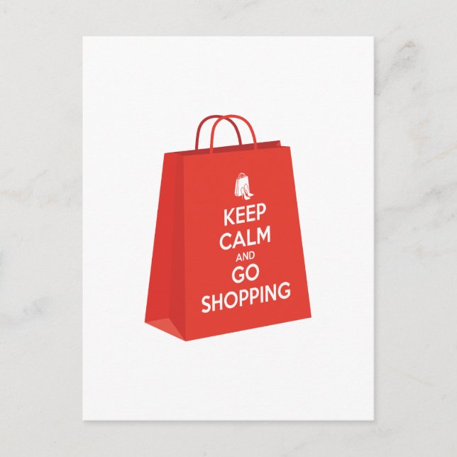 Cartão Postal Mantenha a calma e vá Comprar (saco2) (Frente)