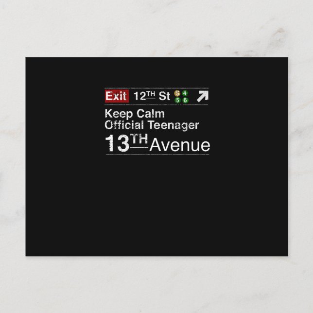 Cartão Postal Mantenha a Calma Oficialmente Sou um Adolescente,  (Frente)