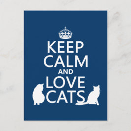 Cartão Postal Mantenha Calma e Ame Gatos