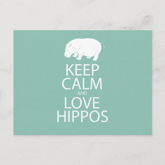 Cartão Postal Mantenha calma e amor Hippos Impressão Hippopotamu