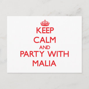 Cartão Postal Mantenha calma e festejo com a Malia