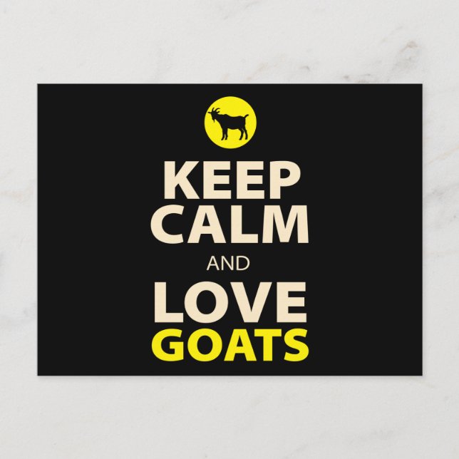 Cartão Postal Mantenha Calma e Goats de Amor (Frente)