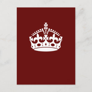 Cartão Postal Mantenha Calmo Coroa Burgundy Vermelho Acento