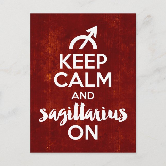 Cartão Postal Mantenha Calmo Sagitário No Vermelho De Aniversári (Frente)