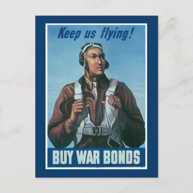 Cartão Postal Mantenha-Nos Voando ~ Avião Tuskeege (Frente)
