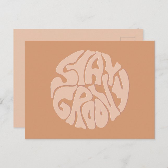 Cartão Postal Mantenha o bege retrô da Groovy (Frente/Verso)