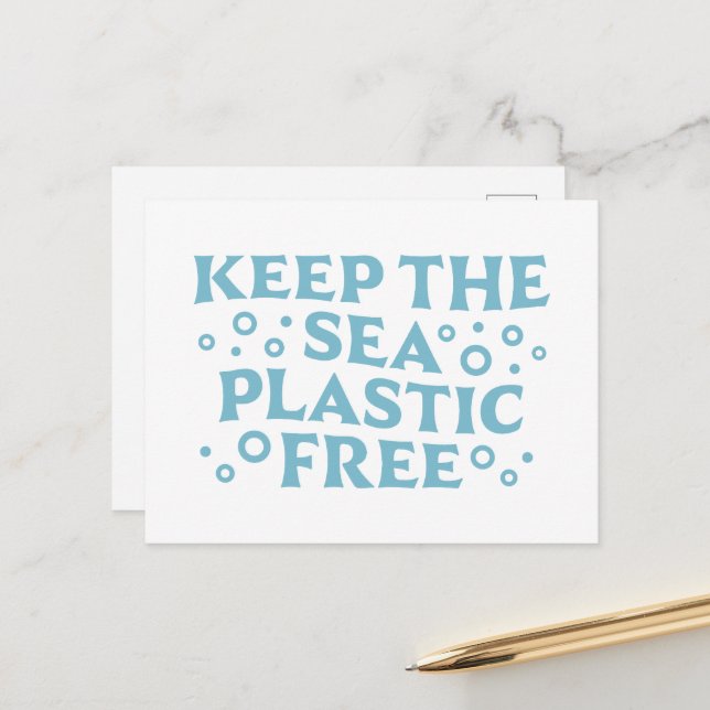 Cartão Postal Mantenha o plástico do mar livre para deter a polu (Frente/Verso In Situ)