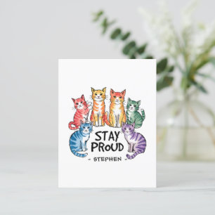 Cartão Postal Mantenha-se orgulhoso - Orgulho LGBTQ do Gato Arco