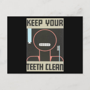 Cartão Postal Mantenha seus dentes limpos poster vintage