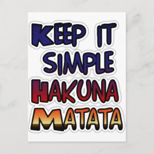Cartão Postal Mantenha Simples Hakuna Matata Art Impressão
