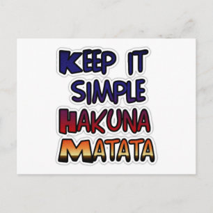 Cartão Postal Mantenha Simples Hakuna Matata Art Impressão