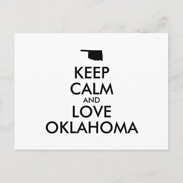 Cartão Postal Manter calmo e amar OKLAHOMA personalizável (Frente)