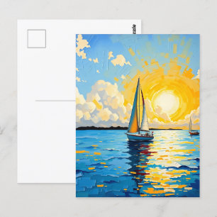 Cartão Postal Manter em contato veleiro ao sol