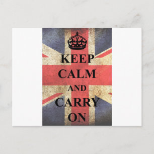Cartão Postal Manter O Carregar Calmo Na Bandeira Britânica