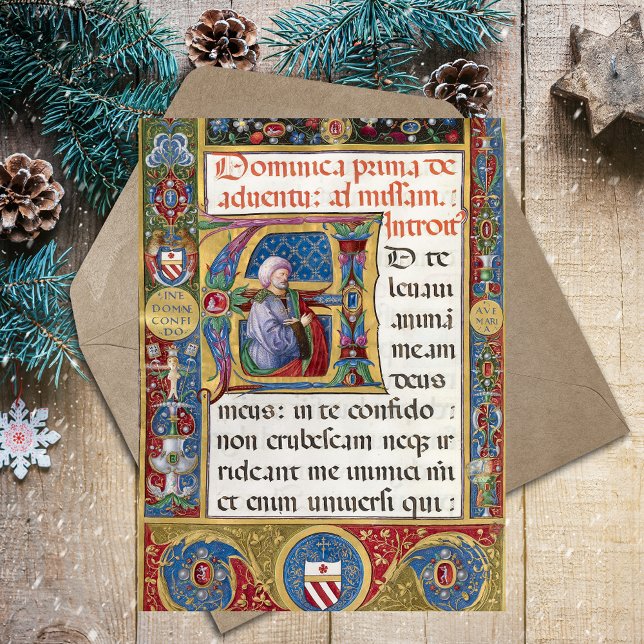 Cartão Postal Manuscrito Adjunto Católico Medieval (Advent Christmas Liturgy Medieval Manuscript Catholic Christian Postcard)