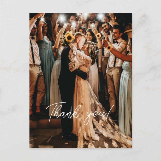 Cartão Postal Manuscrito De Casamento Obrigado 1 Foto (Frente)