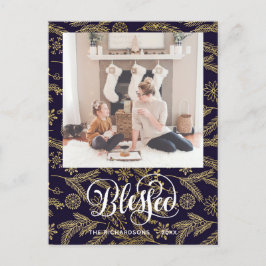 Cartão Postal Manuscrito Elegante de tosse de pinheiro Dourada a