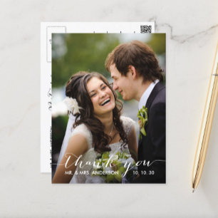 Cartão Postal Manuscrito Simples Casamento Obrigado Cartaz