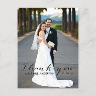 Cartão Postal Manuscrito Simples Casamento Obrigado Cartaz