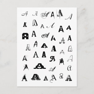 Cartão Postal Many Fonts. Your Letter. Custom Monogram Postcard